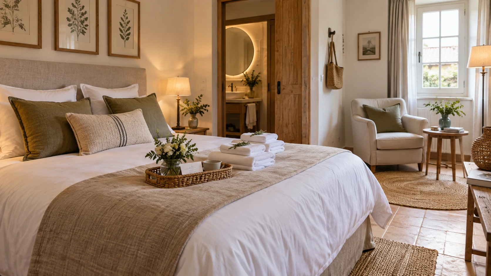 Chambre préparée pour l’arrivée des voyageurs